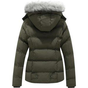 Hooded Warm Winter Coat Quilted Thicken Puffer‎ Jacket with Removable Fur Hood